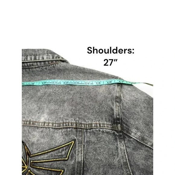 Distressed Denim Jacket with Zelda Triforce Embroidery Gamer Streetwear‎ - Picture 11 of 12